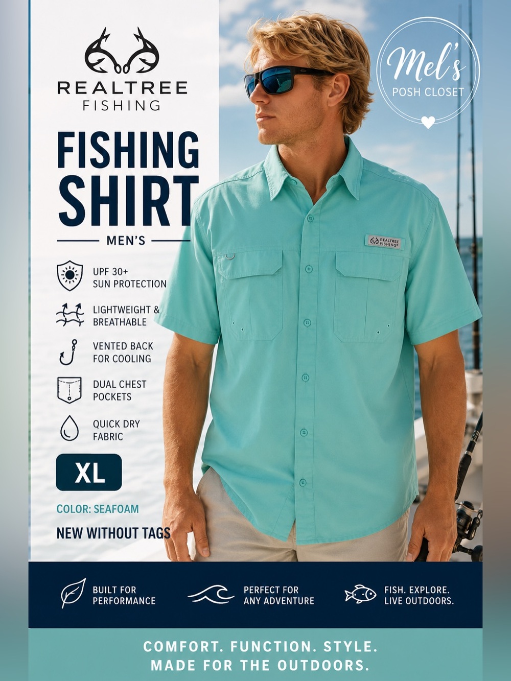 Realtree Fishing Men’s Short Sleeve Shirt - Seafoam